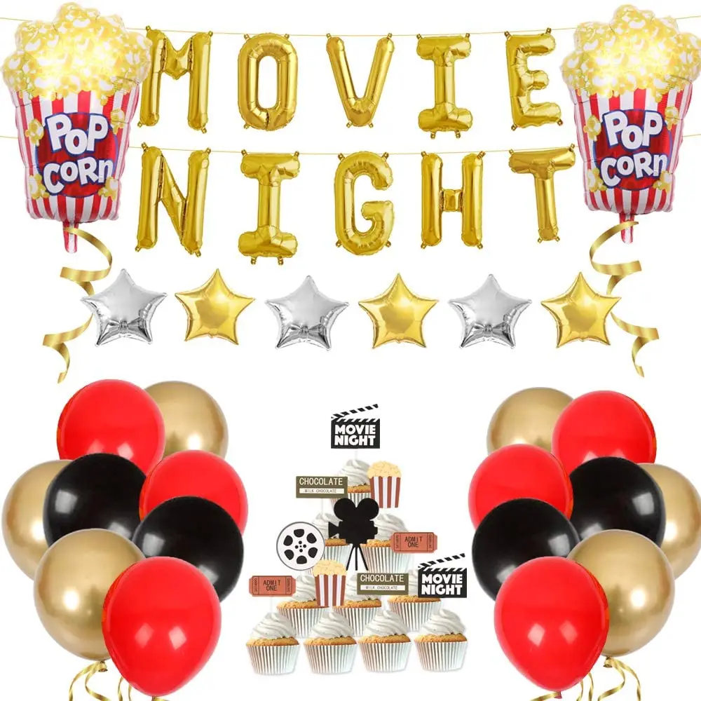 Movie Night Themed Party Decor Hollywood Red Carpet Supplies Foil Balloons ForOscar Event Awards Ceremony | Дом и сад