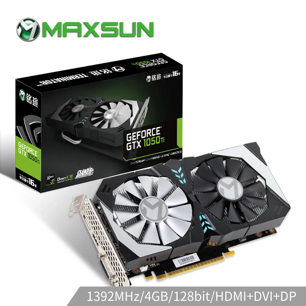 

MAXSUN Graphic card GTX 1050Ti Terminator 4G GPU 128bit GDDR5 NVIDIA 7000MHz 1291-1392MHz 6Pin gtx1050ti video card for gaming