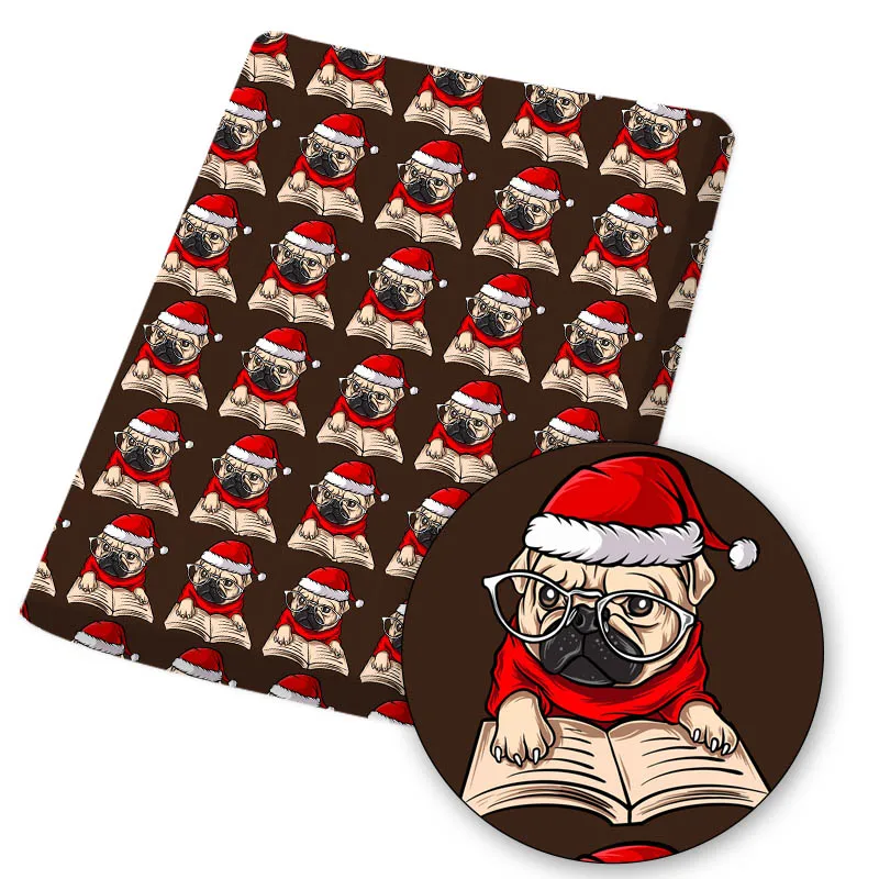 

Polyester Cotton Fabrics Christmas Dogs Printed Cloth Fabric Sheet For DIY Craft Quilt Needlework Sewing Accessories 45*150cm/pc