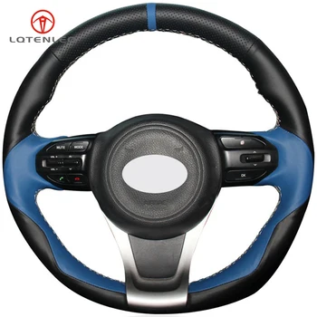 

LQTENLEO Black Blue Leather Hand-stitched Car Steering Wheel Cover For Kia Sorento 2015-2018 Carnival 2015-2018 Sedona 2015-2019