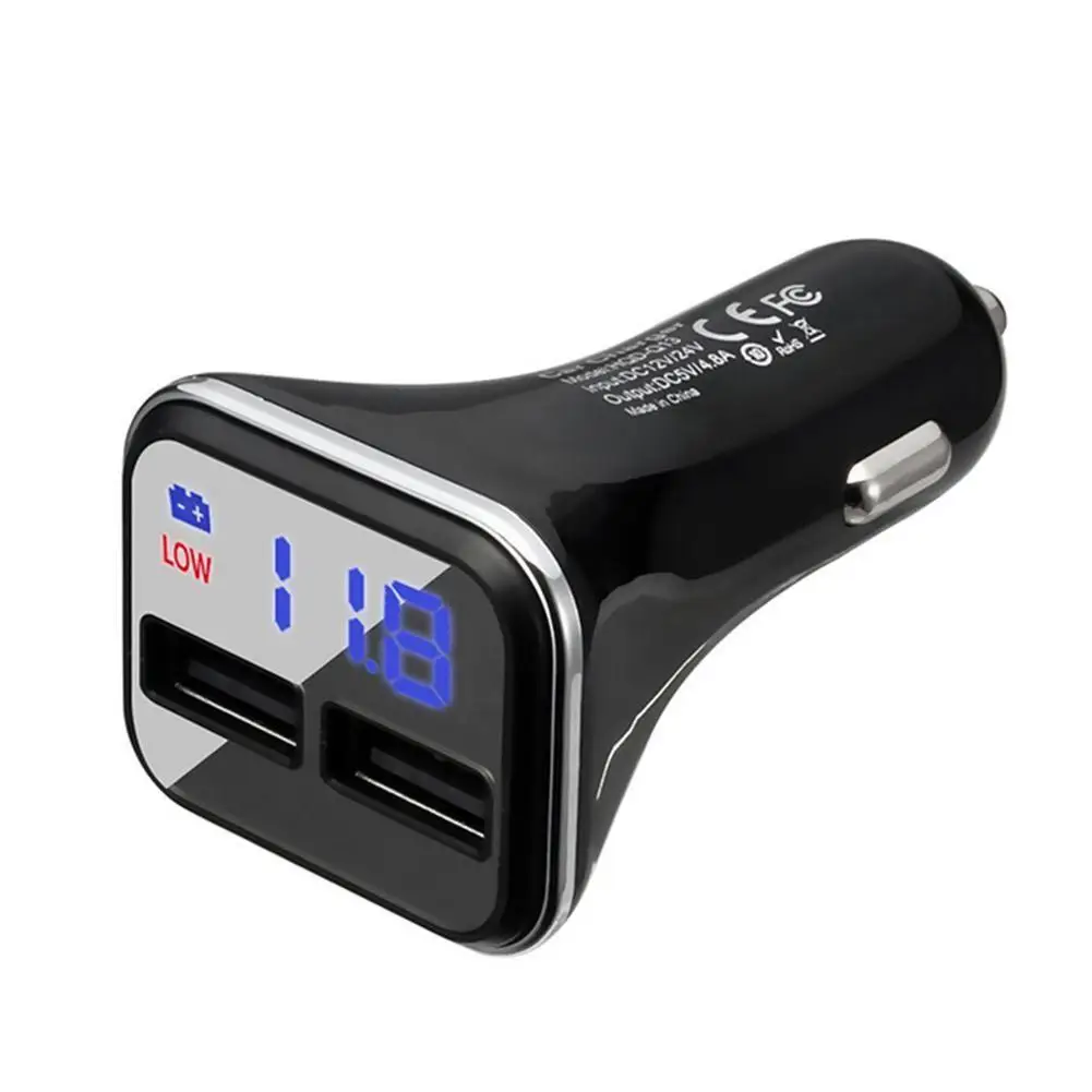 

Dual 2 USB 5V 4.8A Intelligent Identification Port with LED Display Car Charger Adapter for Universal Cars