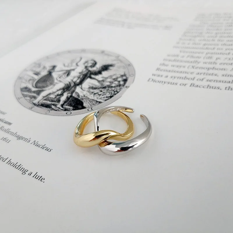 Silvology 925 пробы серебряные кольца с двумя петлями глянцевые многоразовые минималистичные Элегантные корейские кольца для женщин модные ювелирные изделия