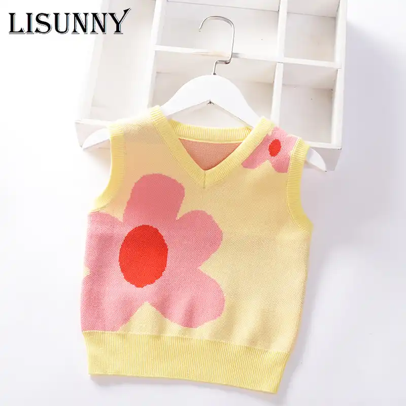 Bebe Filles Pull Gilet 2020 Automne Nouveau Gilet Pour Enfants Tricot Enfant En Bas Age Pull Lolita Style Fleuri Sans Manches Bebe Fille Vetements Aliexpress