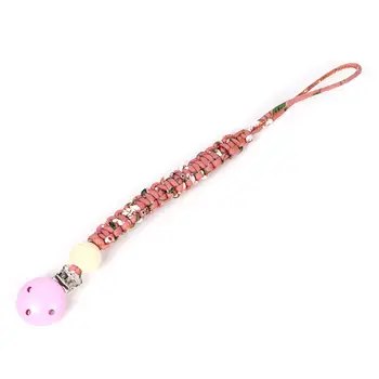 

Baby Teething Pacifier Chain Threaded Bead Colorful Printing Cloth Nipple Holder 03KD