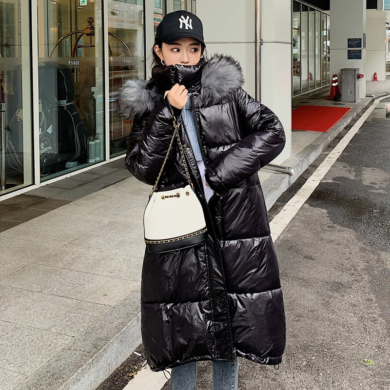 

Photo Shoot New Style down Jacket Women's Long Cold Bright Surface Cotton Coat Thick Large Size Versatile Cotton Coat 985 #