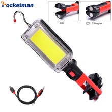 

50W COB LED Cordless Work Light Magnetic Base Hanging Hook with USB Cable Flashlight 360&deg Rotatable Work Lamp USB Torch