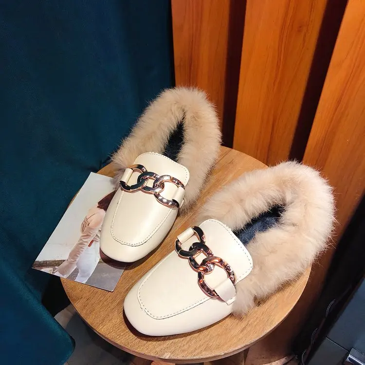 Осенне-зимняя одежда; новые тонкие туфли на плоской подошве; бархатная обувь на одной ноге; Женская Удобная повседневная кожаная обувь; mujier - Цвет: Beige