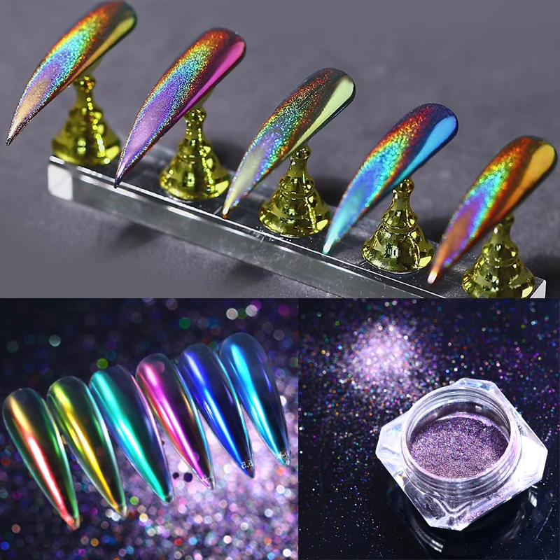

Nail Glitter Powder Holographic Nail Dust Mirror Chameleon Effect Chrome Pigment Nail Powder Manicure Nail Art Decorations