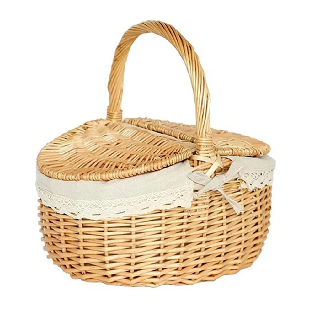 Panier de rangement, panier à outils pliable avec 6 poches extérieures,  panier de pique-nique pour le rangement à la maison, le shopping, les