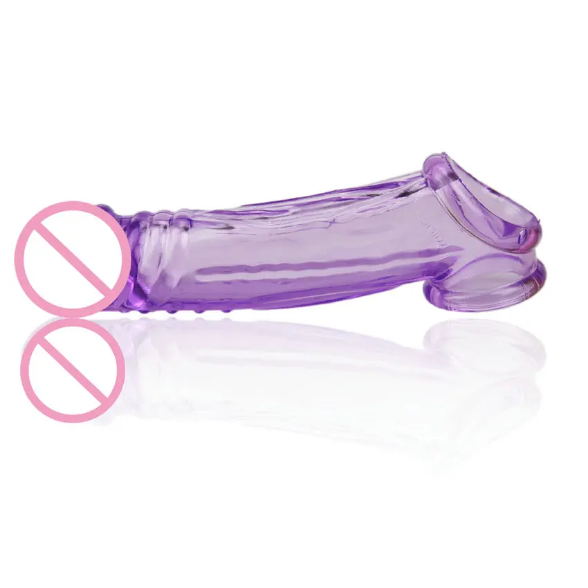hc049purple penis sleeve extender,reusable Ball Loop condom (5)