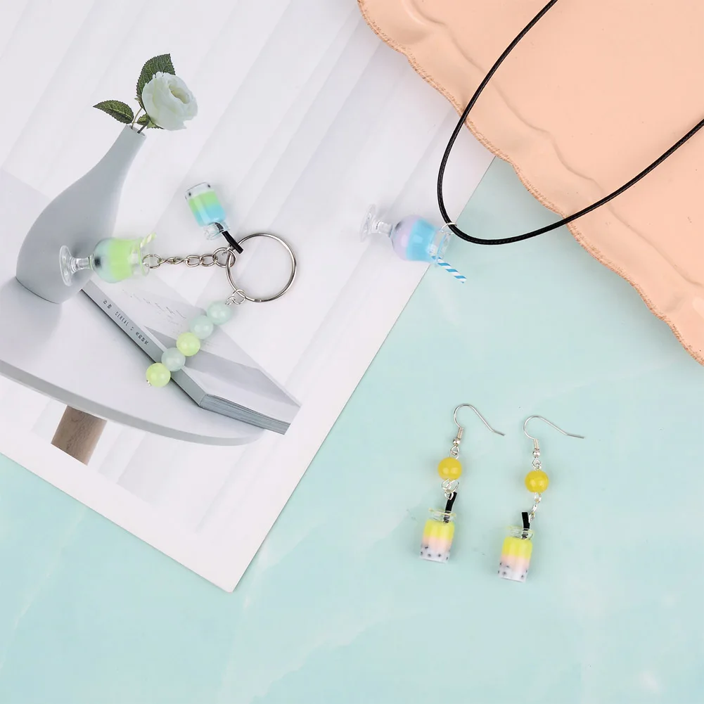 Resin Glass Bottle Charms Imitation Juice Bubble Milk Tea Ice Cream Pendants For Jewelry Making DIY Keychain Earrings Necklace