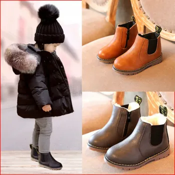 

2019 Autumn New Fashion Girl Boots Children Martin Cotton Warm Boots Zippper Princess Short Boots Child Shoes Single Boots