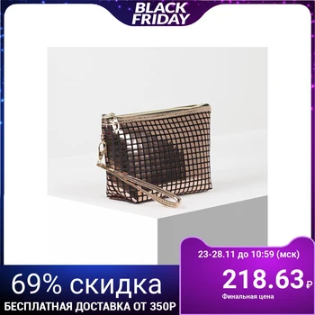 

Cosmetic bag, zip compartment, with handle, gold color