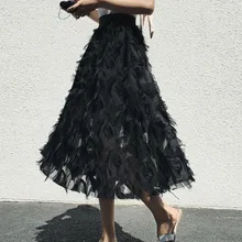 Новинка; Женская эластичная юбка-пачка с высокой талией из сетчатой ткани в стиле пэчворк; милая модная фатиновая юбка-пачка с перьями и кисточками