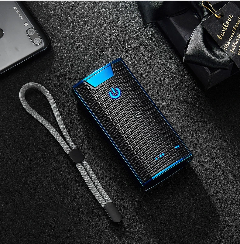 Двойная дуга Электронная зажигалка с Bluephone power bank звук USB перезаряжаемая ветрозащитная беспламенная электрическая зажигалка