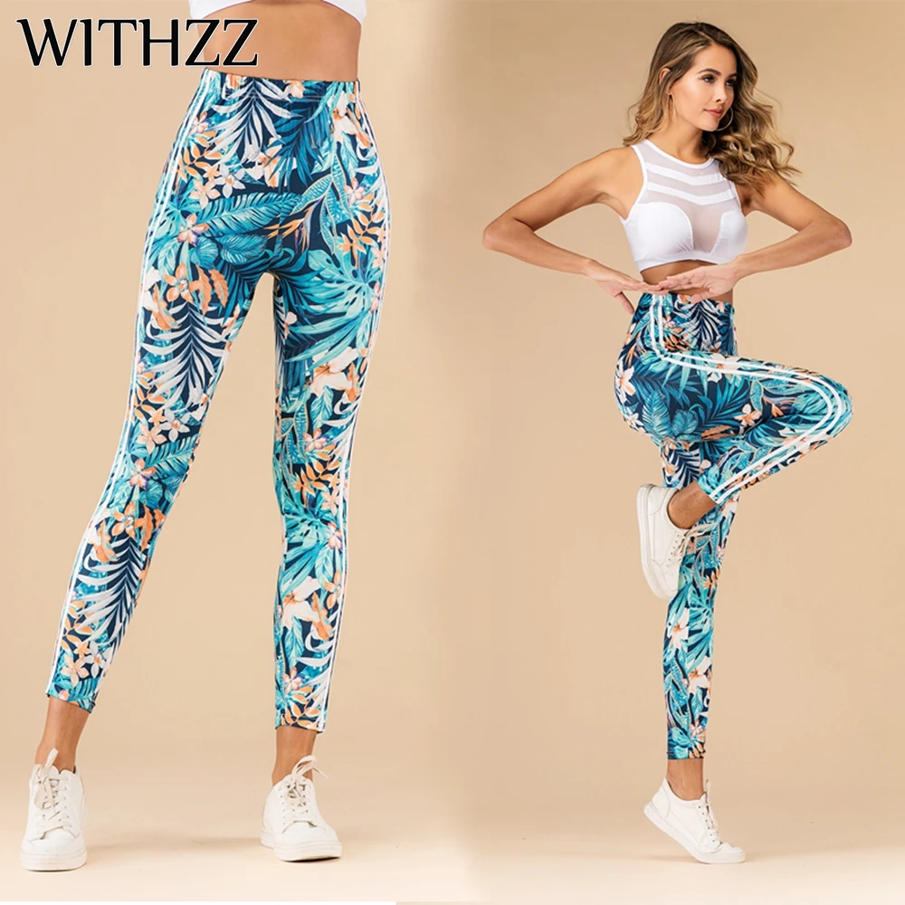 

WITHZZ Stretch Tropical Jungle Print Sports Workout Female Fitness Casual Leggings