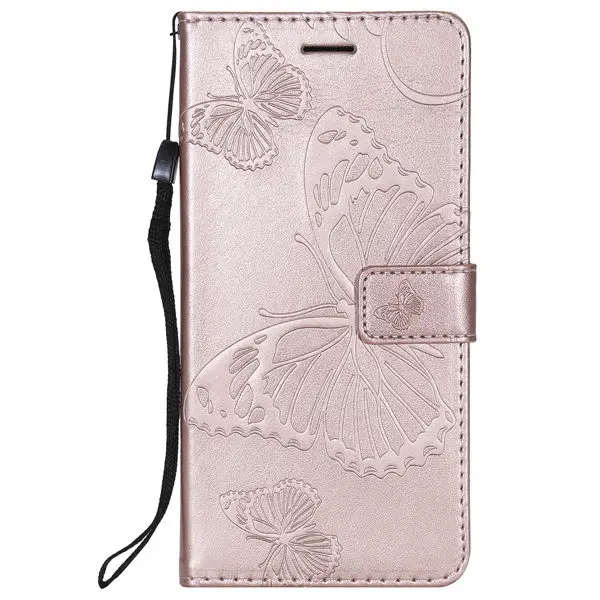 Флип-чехол с 3D бабочкой для iPhone 11 Pro Max XR XS max X Wallet кожаный чехол для iPhone 6 6s 7 8 Plus 5 5S SE чехол Funda - Цвет: Rose golden