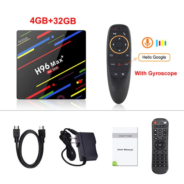 H96 MAX Plus ТВ приставка Android 9,0 смарт-приставка RK3328 4 Гб ОЗУ 32 Гб 64 Гб ПЗУ 2,4G 5G двойной Wifi 4K H.265 USB3.0 IP ТВ приставка - Цвет: 4GB 32GB ATV Voice