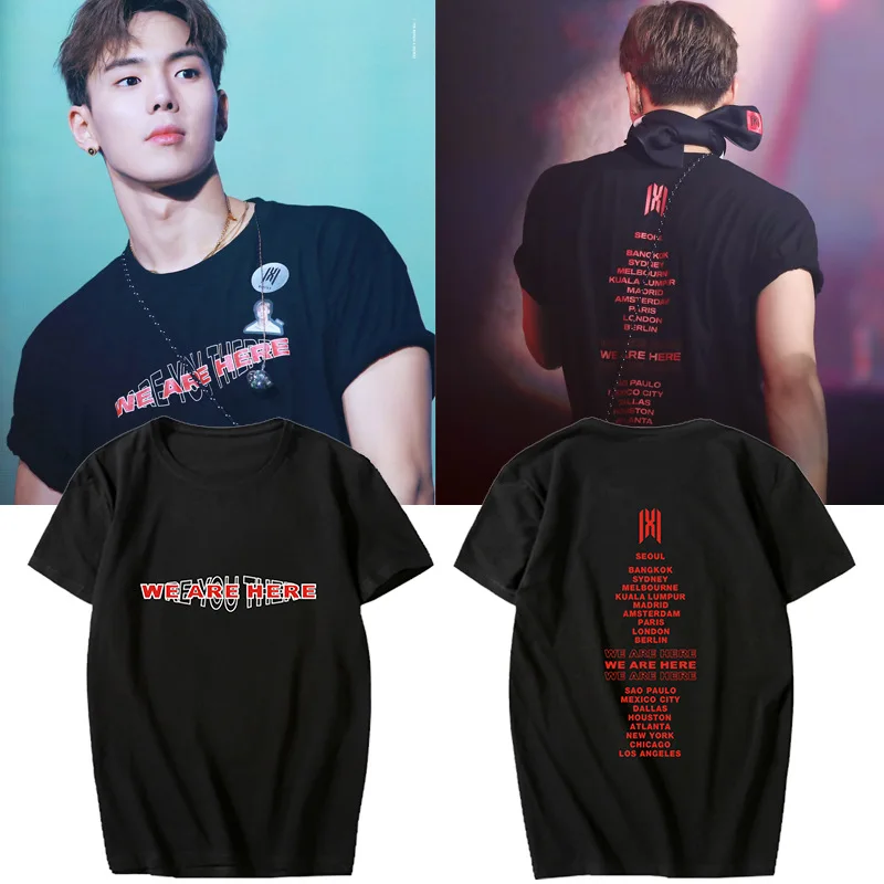 

MONSTA X surrounding T-shirt WE ARE HERE World Tour concert with short-sleeved T-shirts to play songs for men and women summer