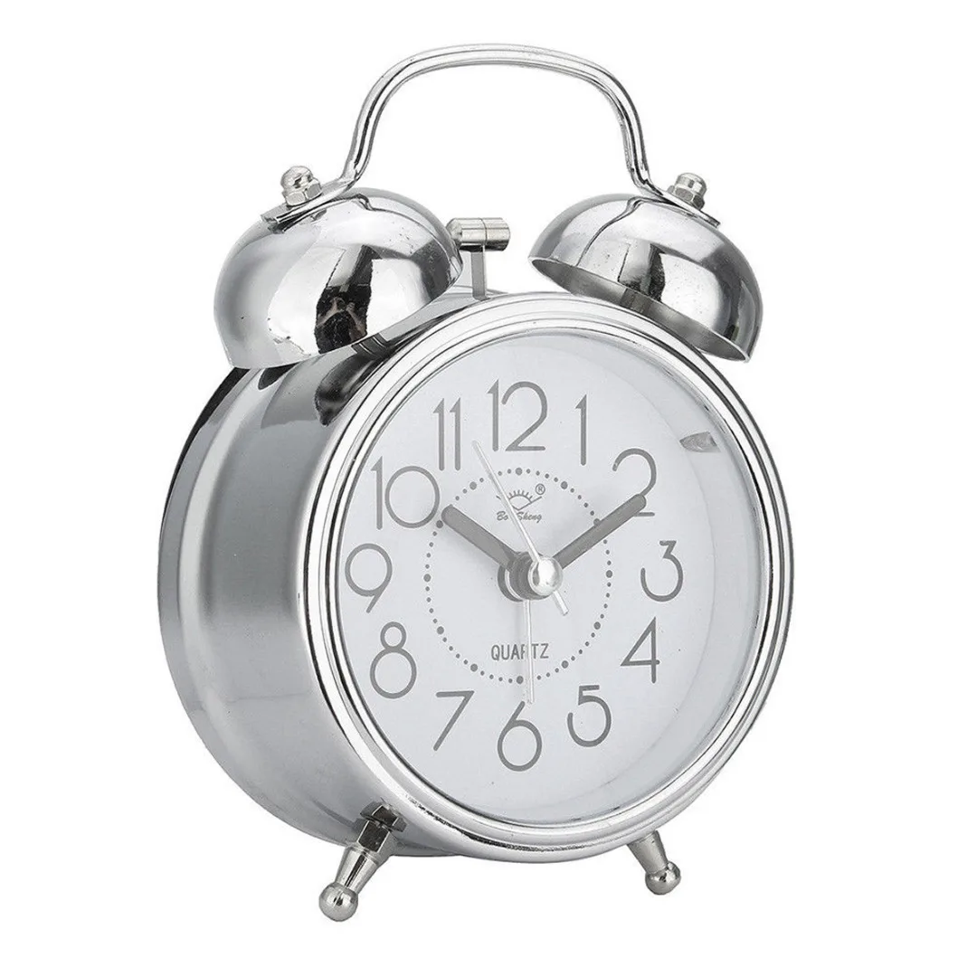 Vintage Retro Mechanical Quartz Snooze Bell Clock Night Light Alarm Clock Loud Double Metal Bell Students Home Bedside Clock