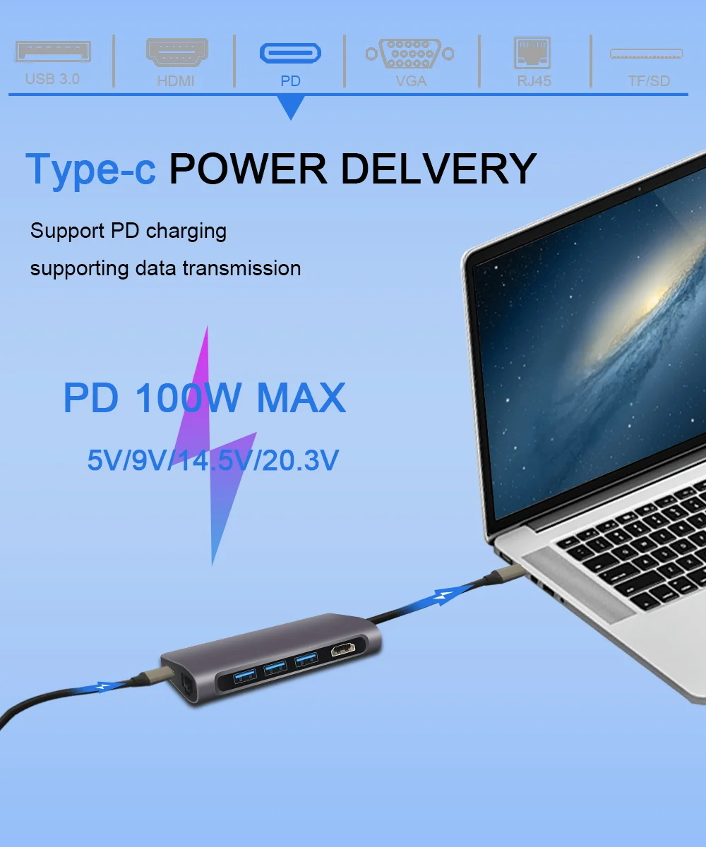 USB концентратор типа c 3,1 к HDMI 4K USB 3,0 RJ45 VGA адаптер с зарядка PD для MacBook Pro samsung Galaxy S9 usb c концентратор Thunderbolt3