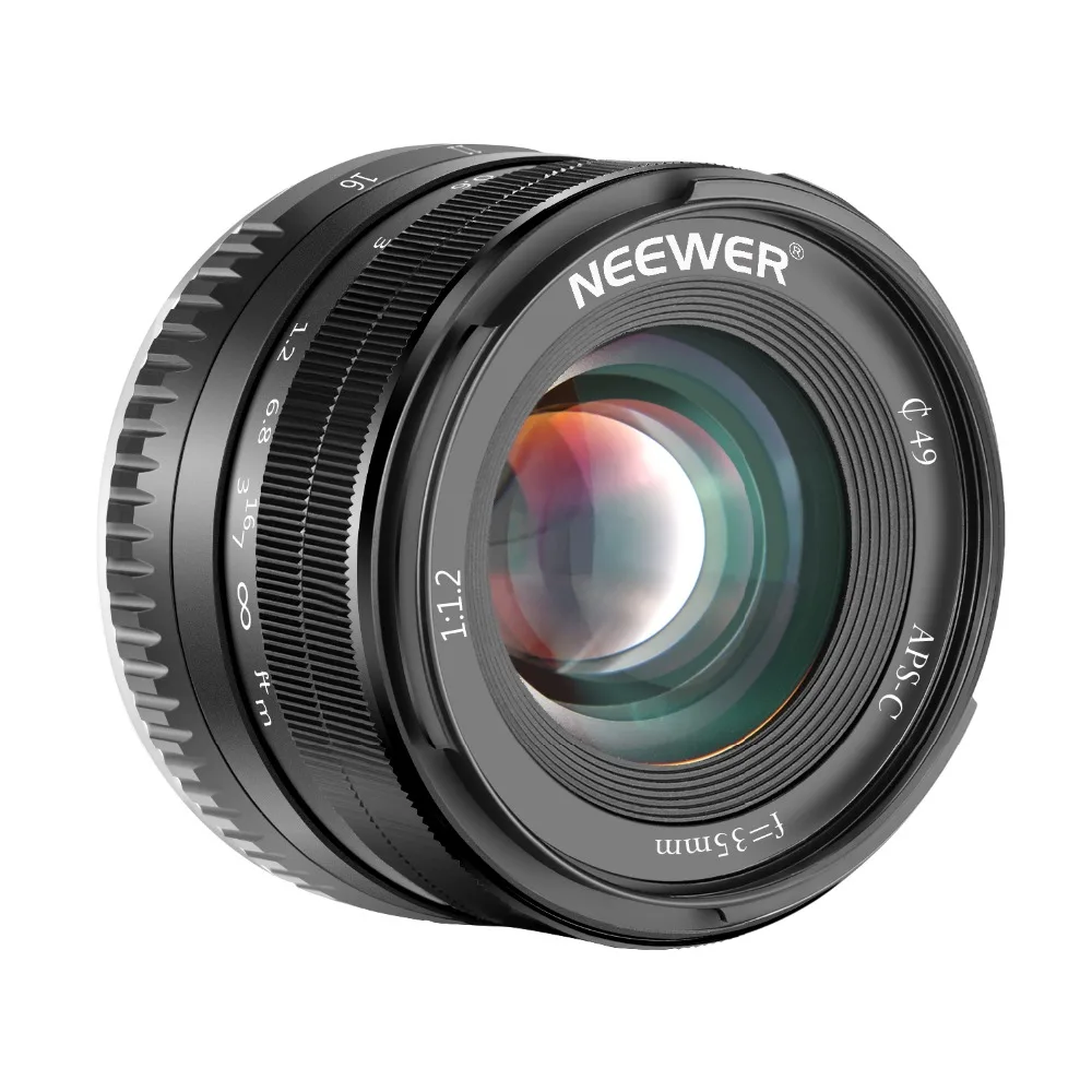 Neewer 35 мм F1.2 Большая диафрагма Prime APS-C алюминиевый Объектив для Fuji X Mount беззеркальных камер