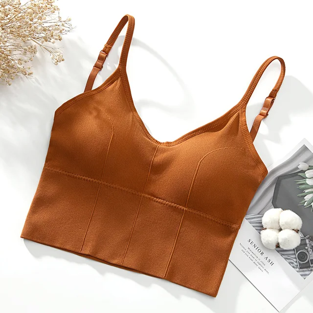 U-shaped Back Bra Tube Top Women Crop Top Daisy Pattern Sexy Lingerie Bra Sports Fashion Street Top orange