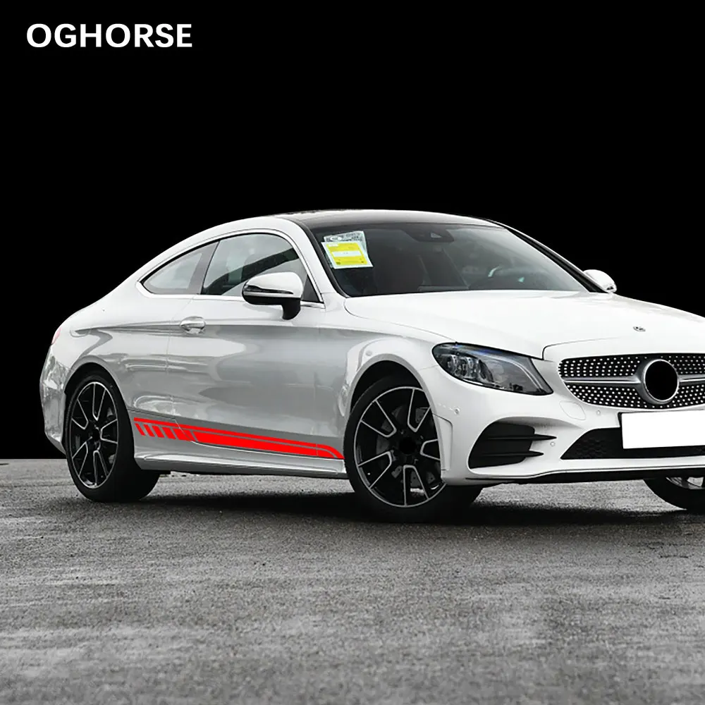 2 шт. наклейка на дверь боковая юбка для Mercedes Benz C Class Coupe W205 C180 C200 C260 C300 C43 C63 AMG аксессуары