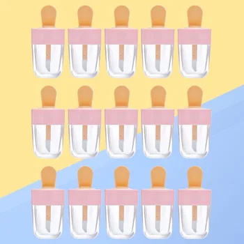 

15pcs Lip Gloss Tube Ice Cream Shape Empty Refillable DIY Transparent Lip Gloss Lip Balm Tube