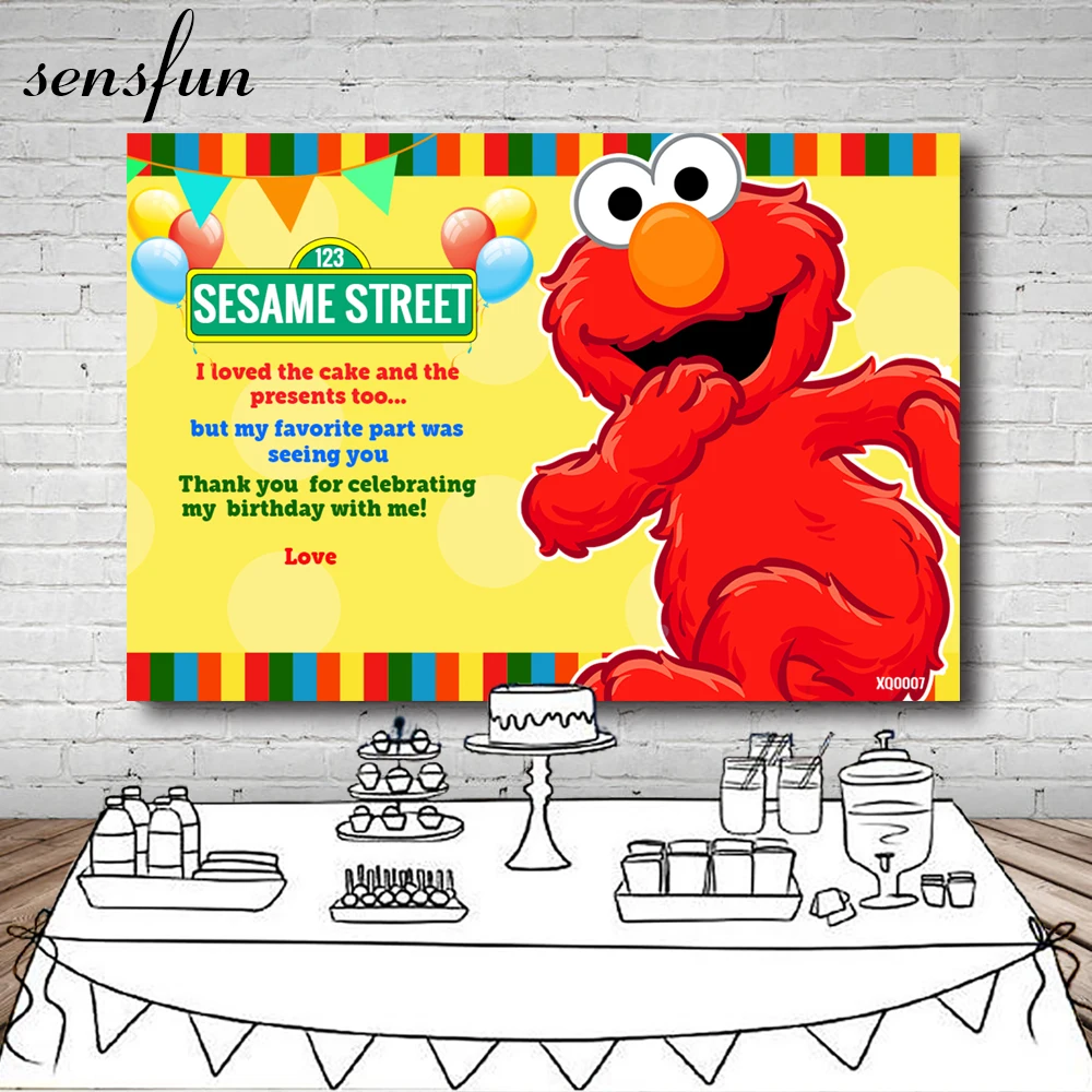 Sensfun Elmo World желтая тема Улица Сезам овсянка воздушные шары День рождения Фотография Студия фон винил 7x5FT