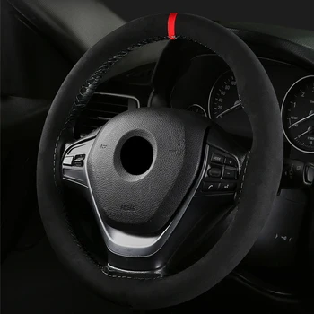 

Black and Red Steering Wheel Cover 38cm Universal Black Car Protector Accessory