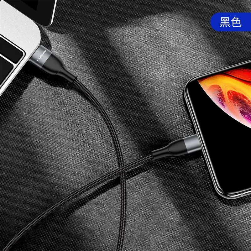 USAMS MFI Сертифицированный usb type c для lightning зарядный кабель для iPhone xs max xr 8 7 6s plus apple ipad pro быстрое зарядное устройство pd кабель - Цвет: Черный