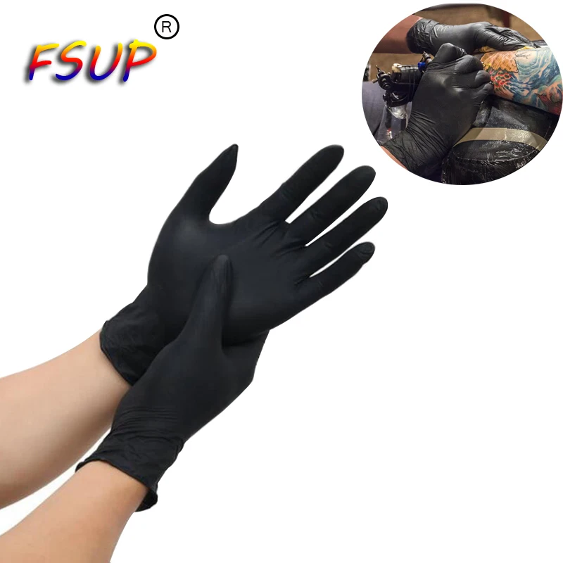 FSUP espesar 50 unids/lote guantes desechables de nitrilo guante de seguridad guante de trabajo antiestático impermeable jardín tatuaje belleza mecánico
