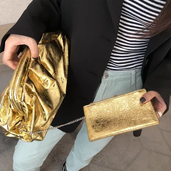 

New Style Metal Color Clutch Dumpling Bag Single-shoulder Crossbody Bag