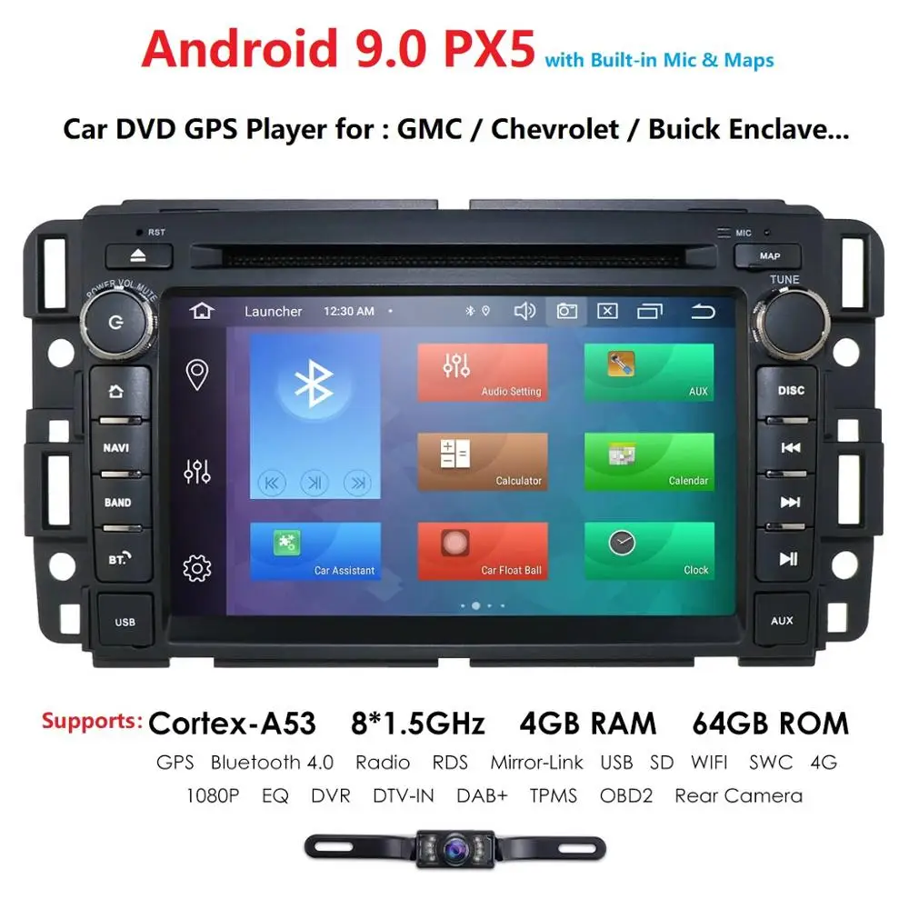 Android 9,0 PX5 4 + 64 8 ядер wifi DSP ips автомобильный DVD GPS стерео радио Nav для GMC Yukon Sierra Chevrolet Chevy Tahoe Suburban камера