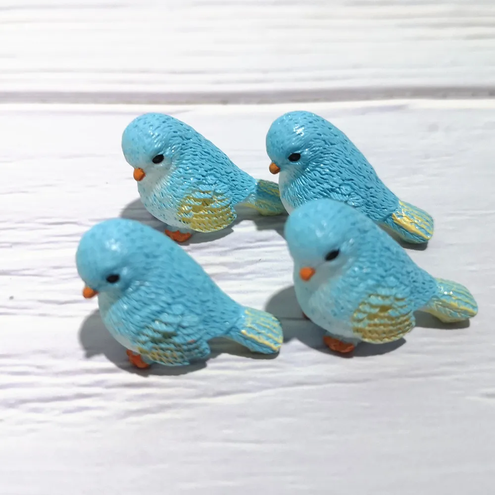 4pc blue B Комплект из 4 предметов милые маленькие птички животных фигурка-модель дома орнамент стеклянный Декор миниатюрный Ремесло Сад Фея Украшения DIY аксессуары - Цвет: 4pc blue B
