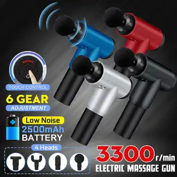 

3600r/min Electric Therapy Massage Guns 6 Gears Muscle Massager Pain Sport Machine Relax Body Slimming Relief With 4 Heads