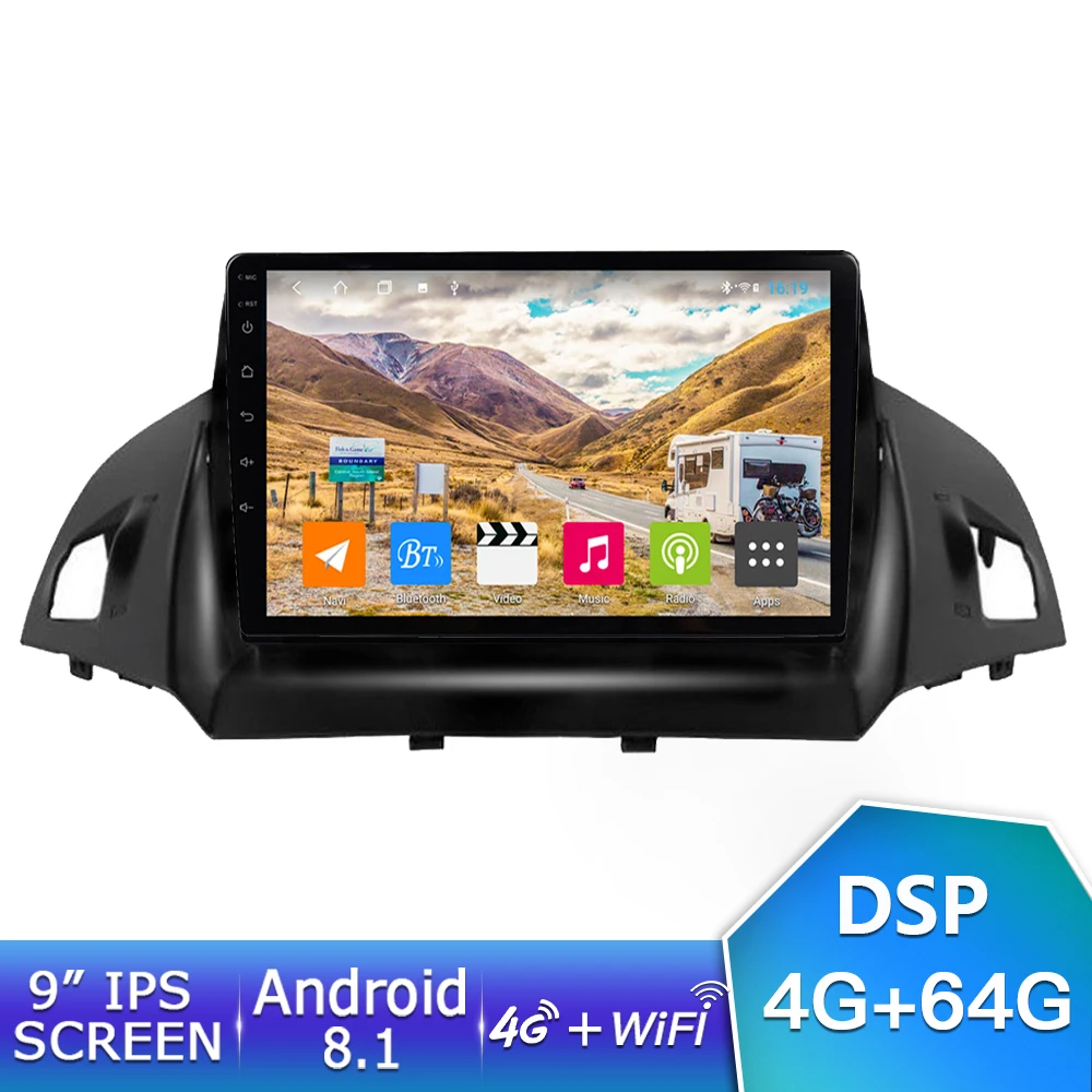 4G 64G EKIY " ips Android 8,1 автомобильный Радио стерео Мультимедиа 4G+ 64G для Ford Kuga 2013- Авто gps Navi навигация Нет 2 din DSP плеер - Цвет: 4G 64G
