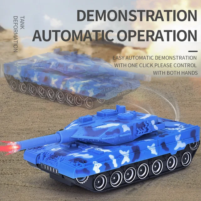 Children's Toy RC Tank Car Deformation Robot Remote Control Car RC Simulation Sound Effect Car One-click Toy for Boy Kids Gifts 5