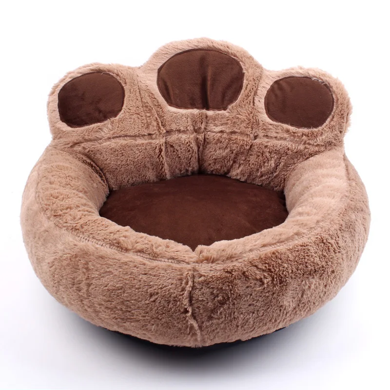 

4-color pet round bear paw kennel super soft flannel four seasons universal cat and dog sofa bed pet mat household pet supplies