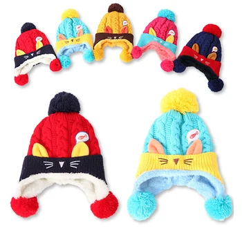 

Kids Winter Cartton Cute cat Hat Scarf Set Girls Boys Warm Caps Children Baby Bonnet Infant Christmas hat