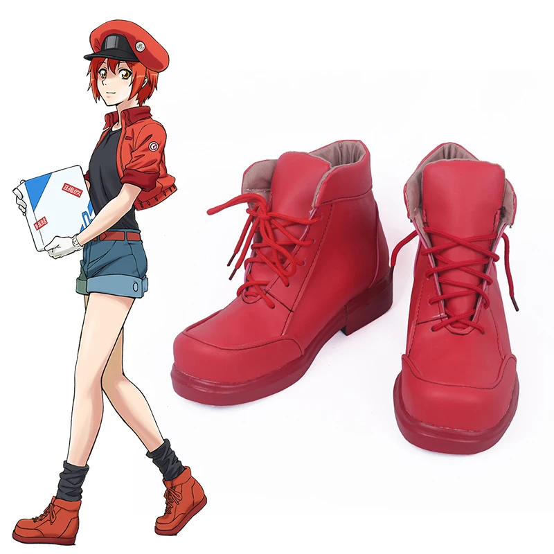 Anime Cells at Work! Cosplay Shoes Red Blood Cell Cosplay Shoes Halloween Carnival Party Hataraku Saibou Daily Leisure Shoes