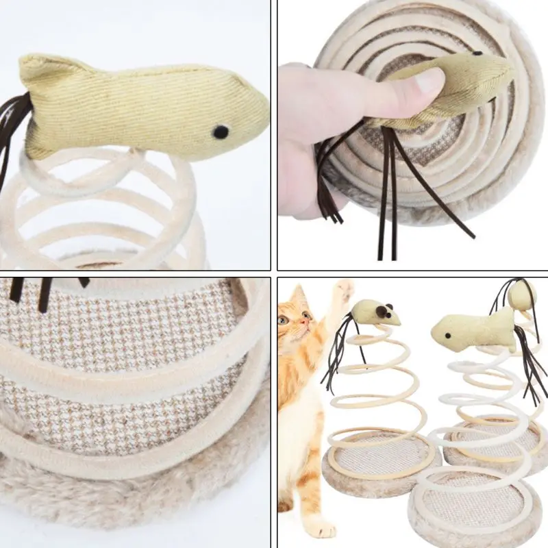New Cute Funny Cat Toy Spiral Spring Tray Cats Pet Playing Training Supplies M0XD