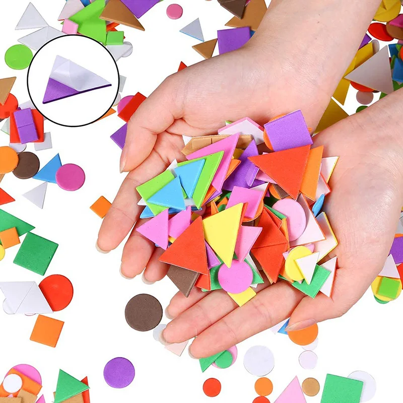 150/300/500pcs Foam Stickers Geometry Puzzle Self-Adhesive EVA Stickers Children Education DIY Toys Crafts Arts Making Gift 3