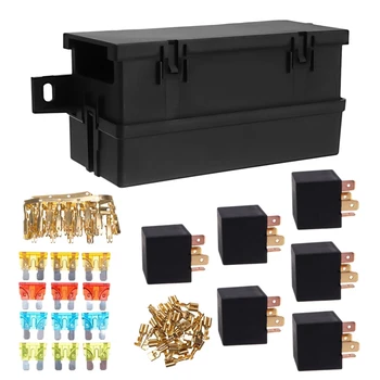 

Auto Car Part 6-Way 6 Relays with Relay Box 12 Blade Fuses Waterproof for Cars Automotive Marine Boats