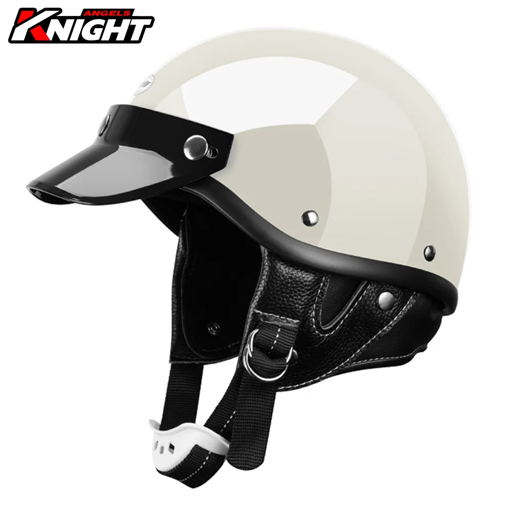 MTCTK Half Helmet with built-in mirror vintage half Helmet moto retro helmet four seasons riding protection Hat 