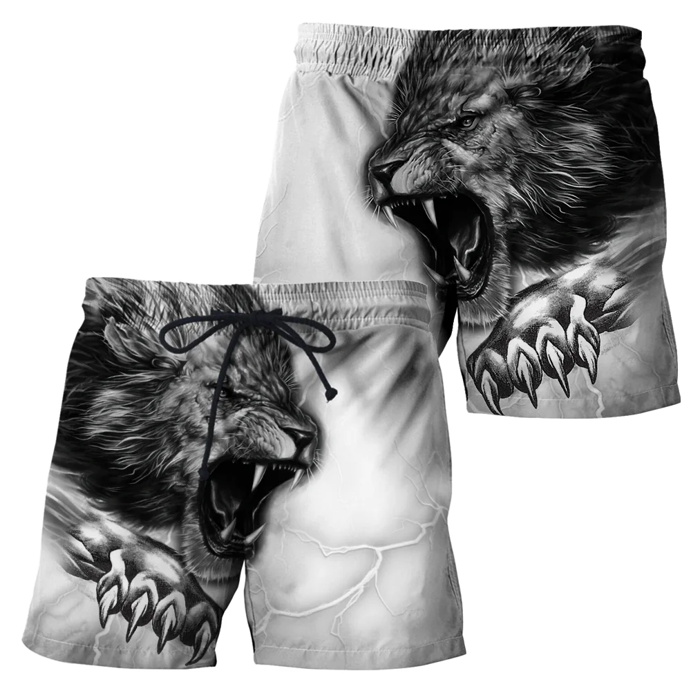 Animal Beautiful The Best Lion 3D Printed Mens Shorts Unisex Streetwear Shorts Summer Beach Harajuku Casual Shorts DK-13