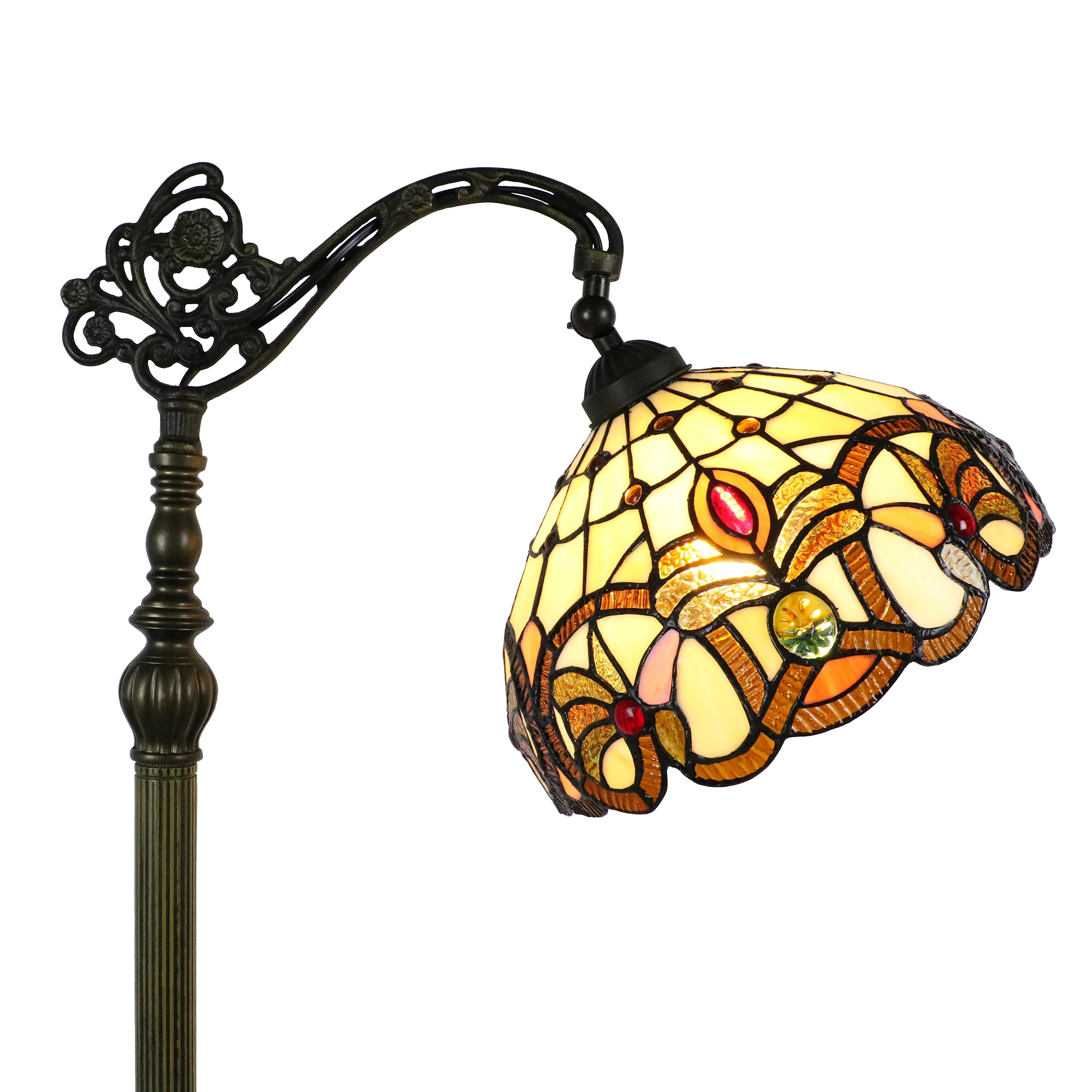 Tokira Tiffany Stained Glass Floor Lamp 64 Inch Vintage Baroque Style Floor Standing Lamp For Living Room Free Led Bulb Floor Lamps Aliexpress