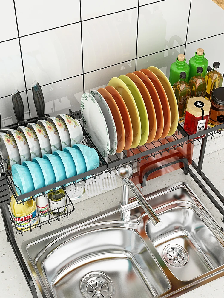Kitchen Black Stainless Steel Household Sink Dish Receptacle Filter Drying Bowl Shelf drainer kitchen rack organizer Kitchen Black Stainless Steel Household Sink Dish Receptacle Filter Drying Bowl Shelf drainer kitchen rack organizer