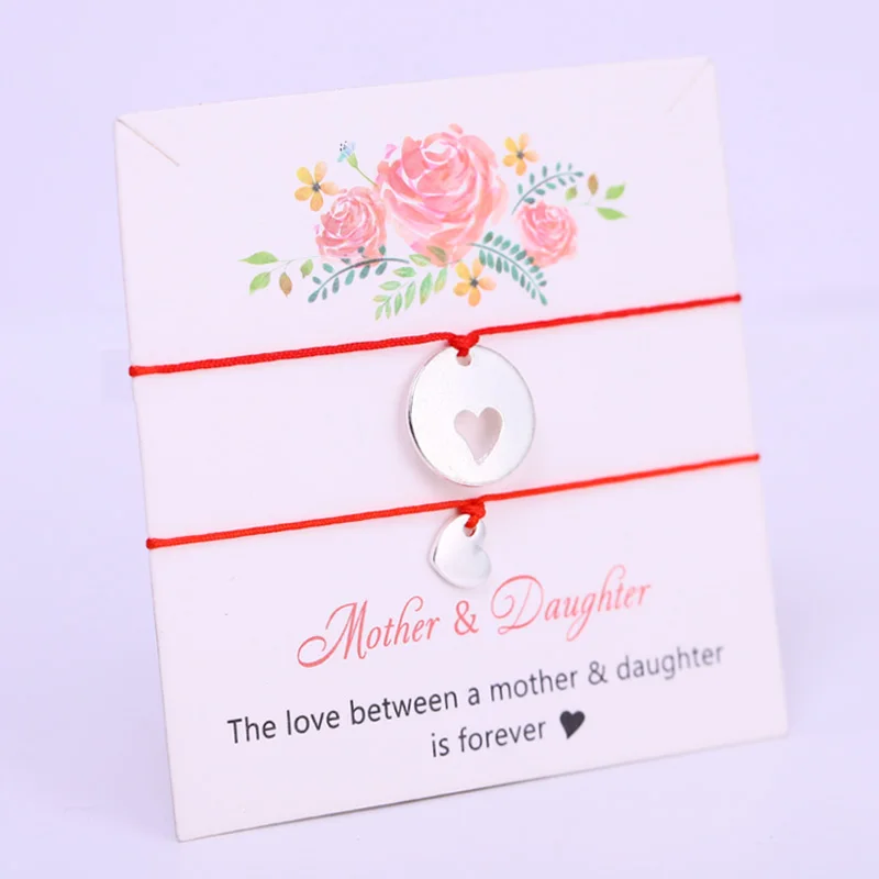 Комплект браслетов с компасом для мамы и дочки регулируемые браслеты шармами